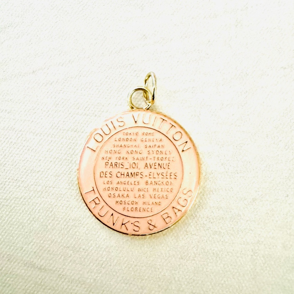 Louis Vuitton Pastel Rose Petal Pink & Gold Trunks & Bags XL Pendant Medallion